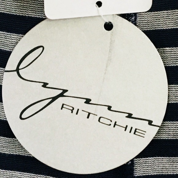 Womens S Lynn Ritchie Leggings Reversible Navy Blue Gray Striped 29"‎ Inseam New - Picture 6 of 8